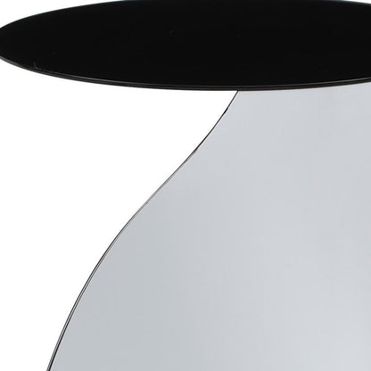 21" Black and White Steel Round Pedestal End Table HomeRoots