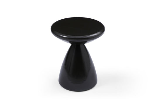 18" Black Steel Cinched High Waist Round Pedestal End Table