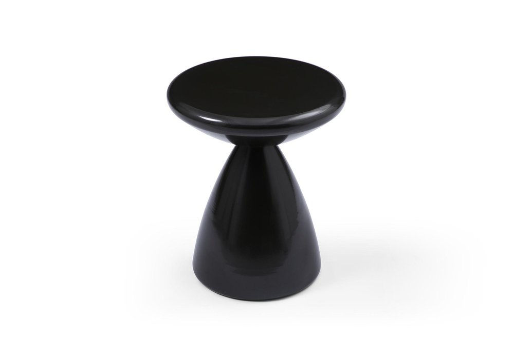 18" Black Steel Cinched High Waist Round Pedestal End Table HomeRoots