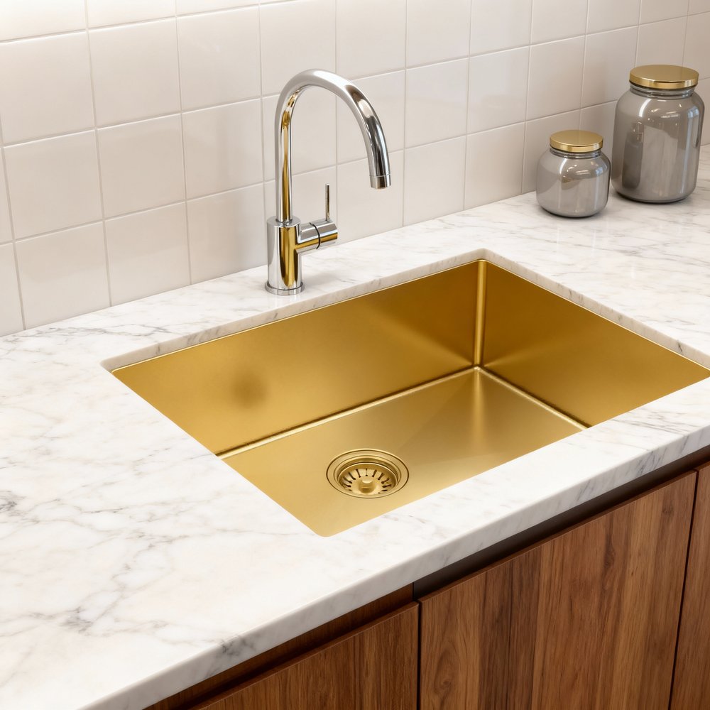 10" X 27" Gold Stainless Steel Undermount Kitchen Sink — view 8