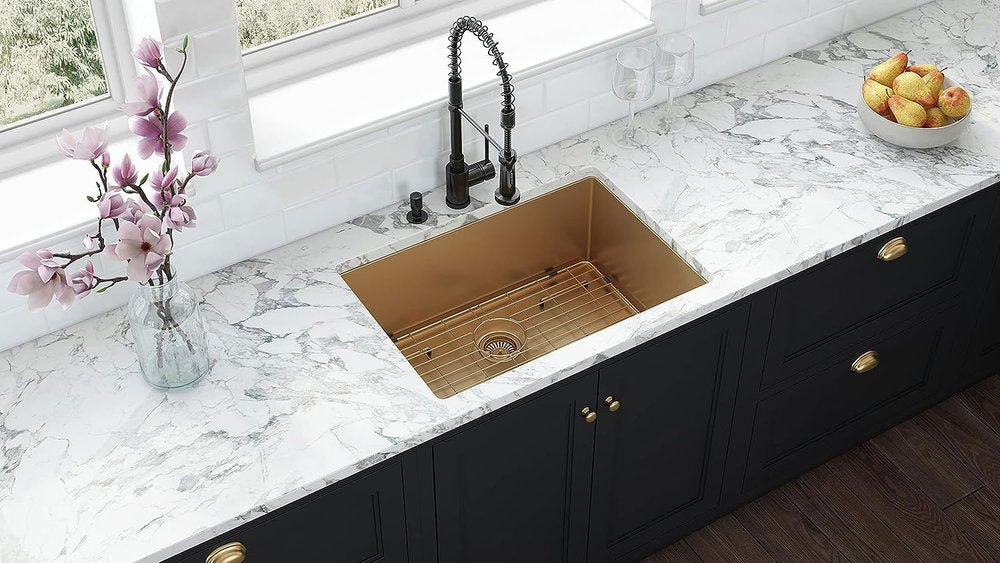 10" X 27" Gold Stainless Steel Undermount Kitchen Sink — view 9