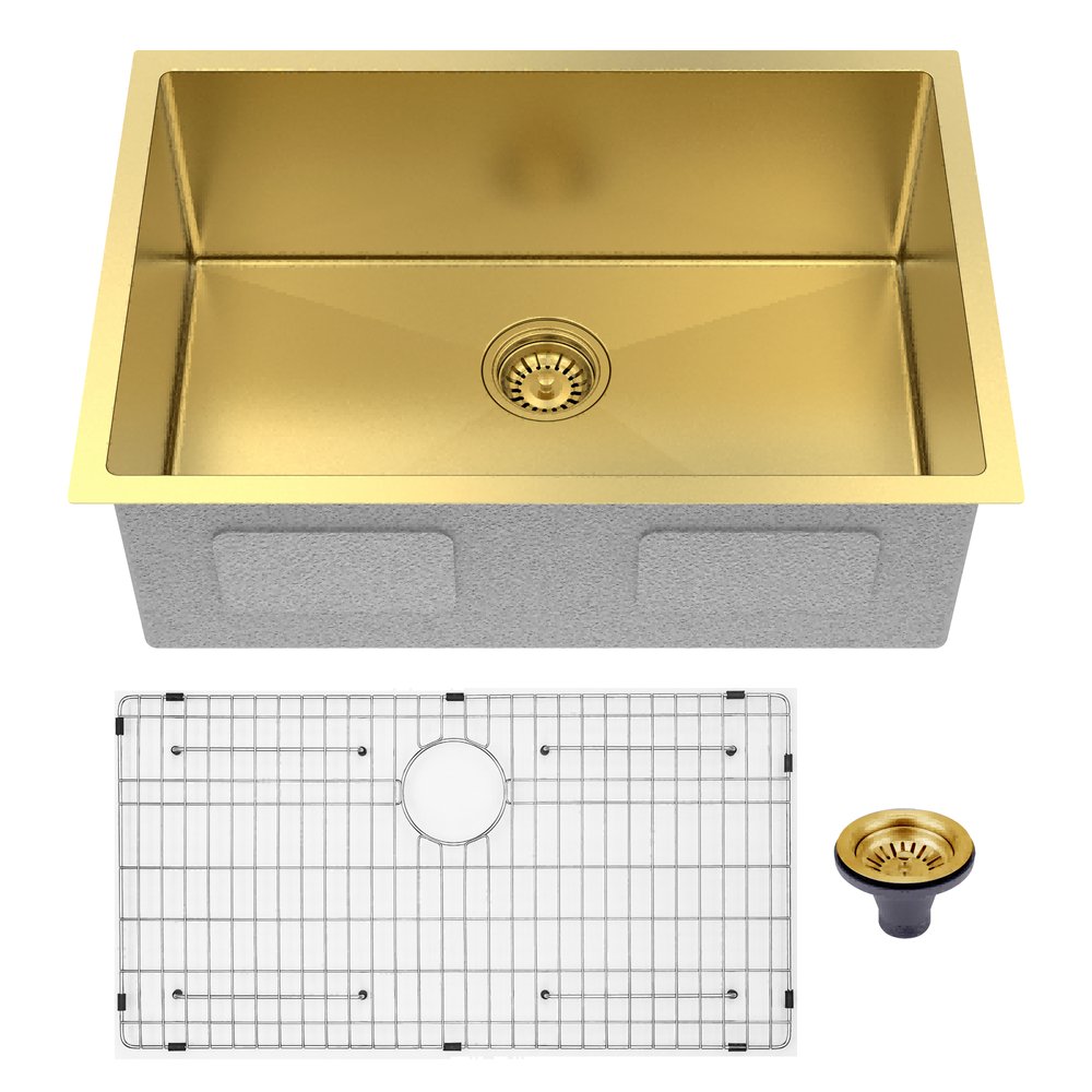 10" X 27" Gold Stainless Steel Undermount Kitchen Sink — view 4