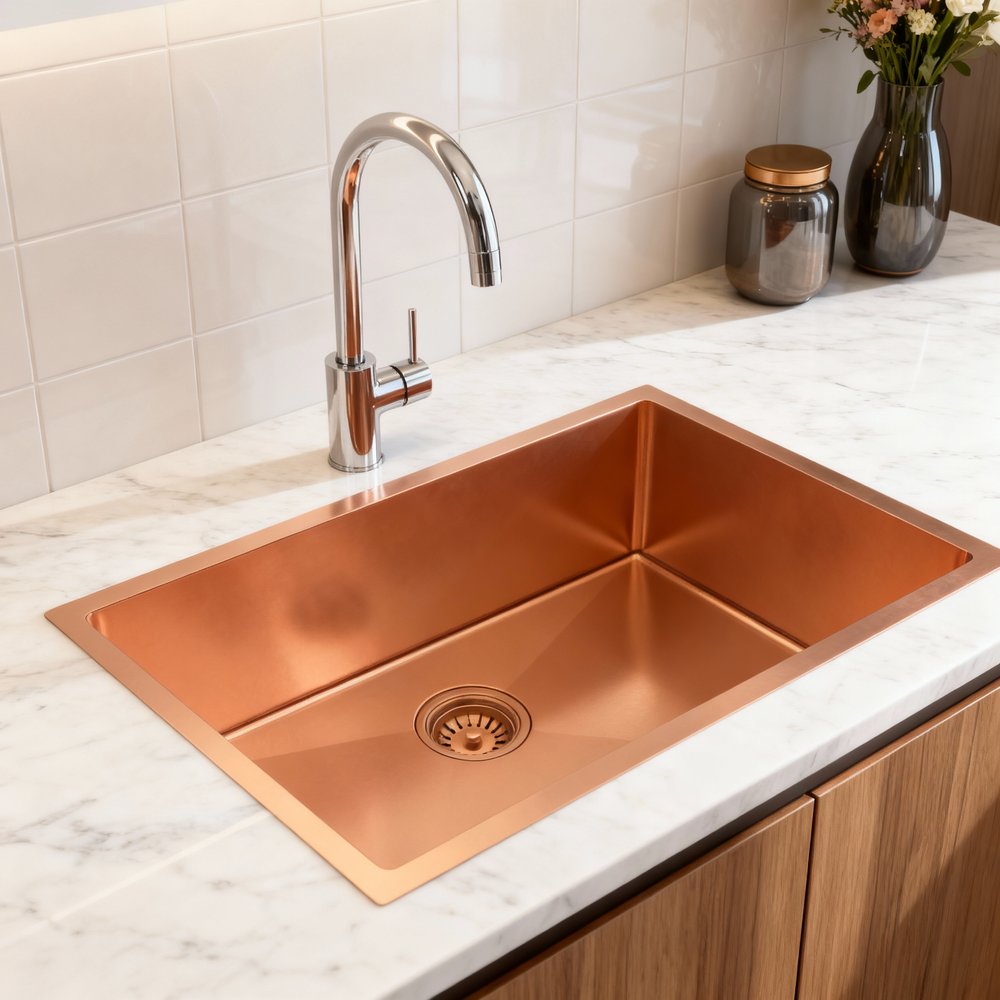 10" X 27" Rose Gold Stainless Steel Undermount Kitchen Sink — view 4