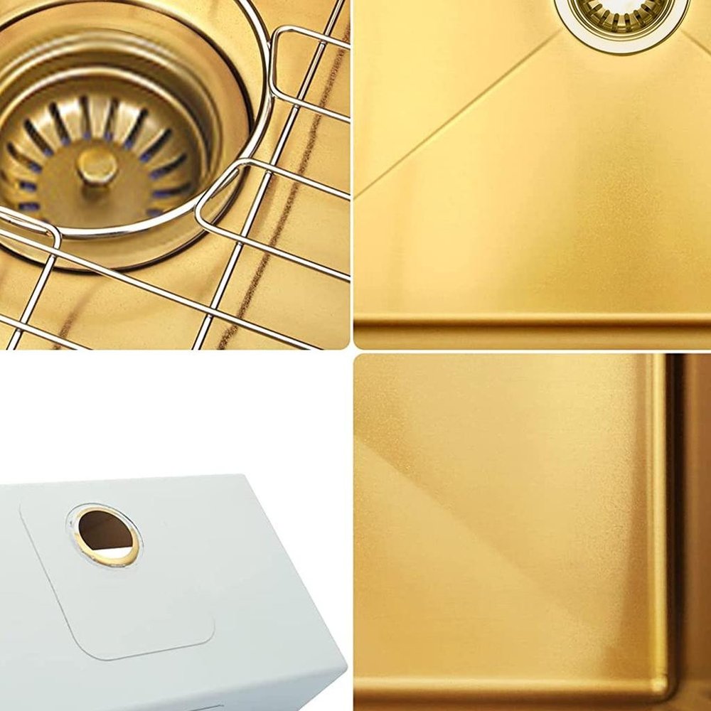 10" X 33" Gold Stainless Steel Undermount Kitchen Sink — view 4