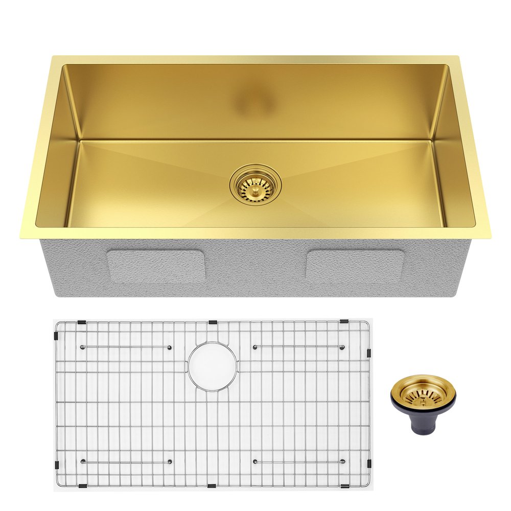 10" X 33" Gold Stainless Steel Undermount Kitchen Sink — view 3