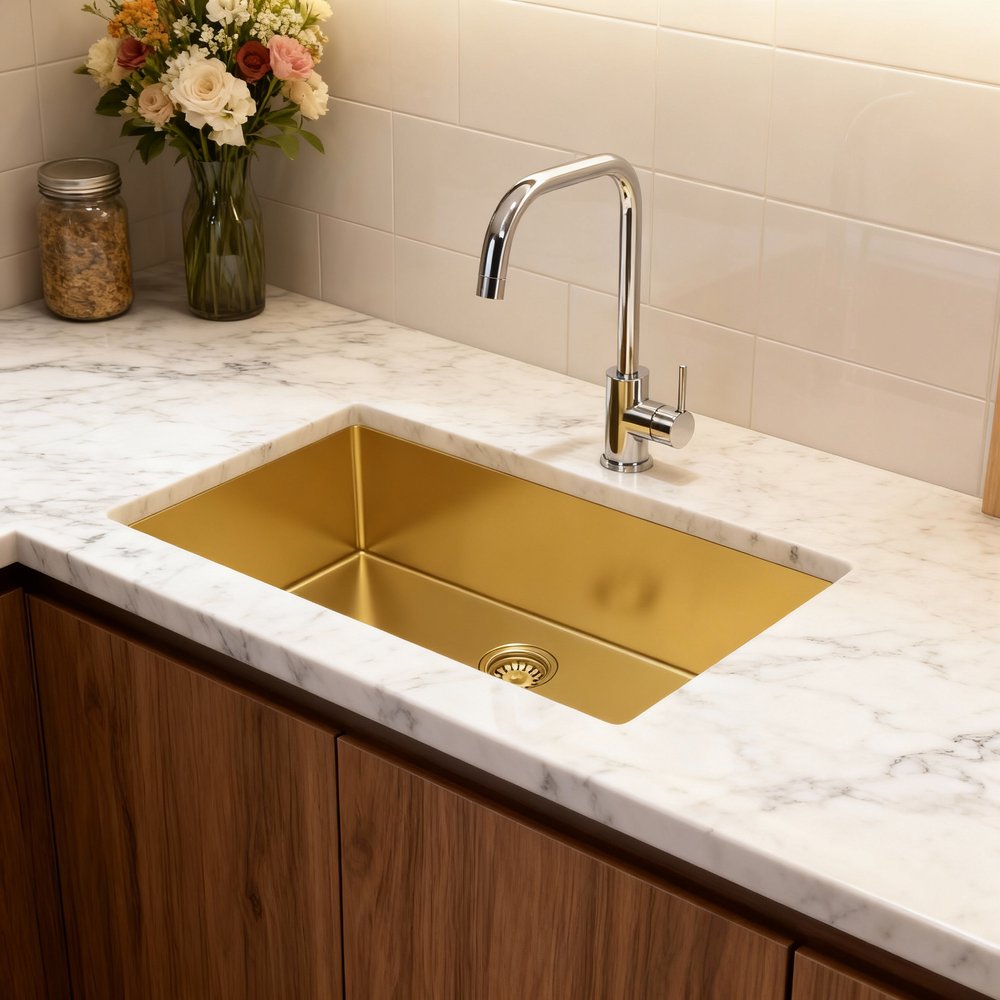 10" X 33" Gold Stainless Steel Undermount Kitchen Sink — view 8