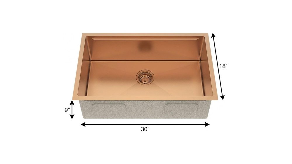 9" X 30" Gold Stainless Steel Undermount Kitchen Sink — view 6