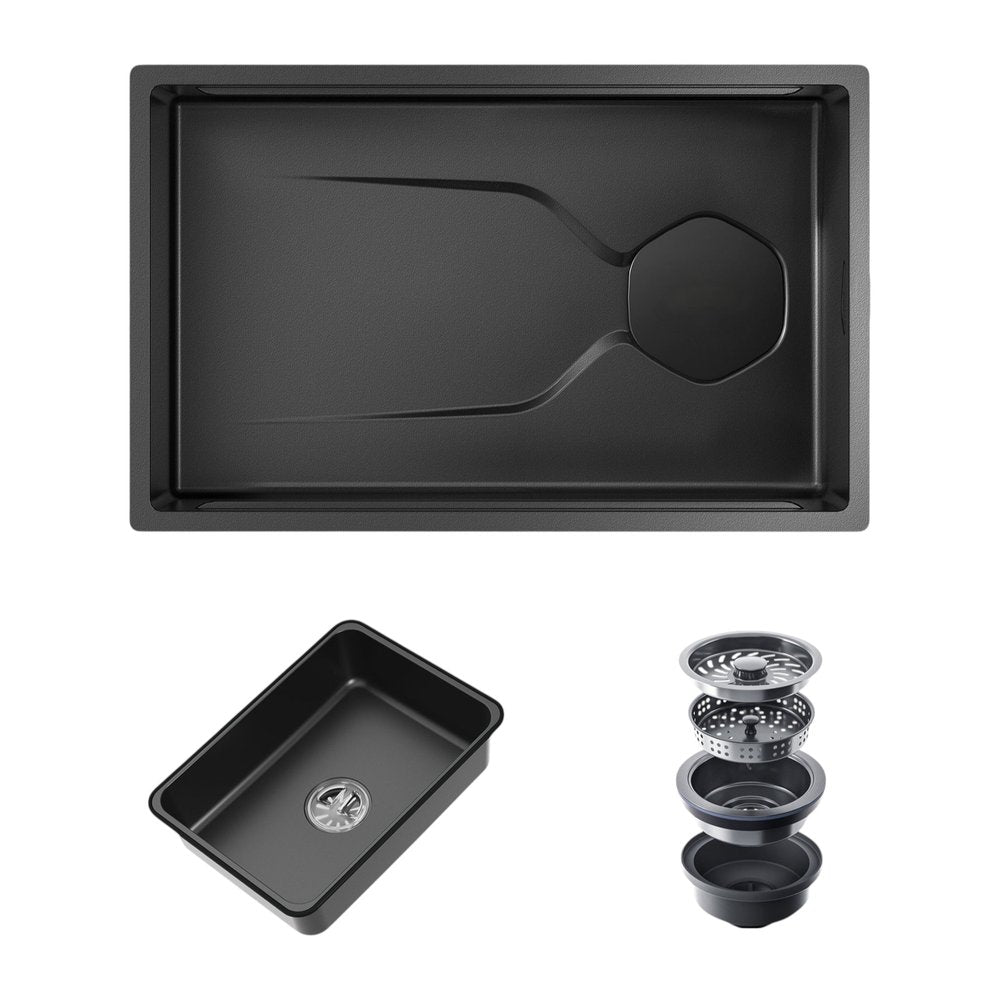 9" X 30" Black Stainless Steel Undermount Kitchen Sink — view 6