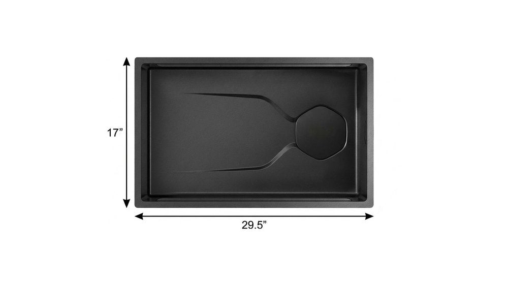 9" X 30" Black Stainless Steel Undermount Kitchen Sink — view 7