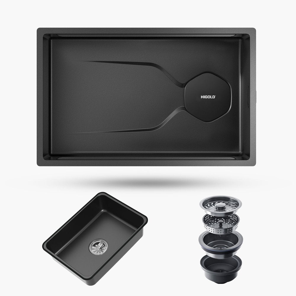 9" X 30" Black Stainless Steel Undermount Kitchen Sink — view 3