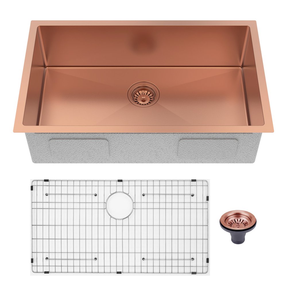10" X 30" Gold Stainless Steel Undermount Kitchen Sink — view 2