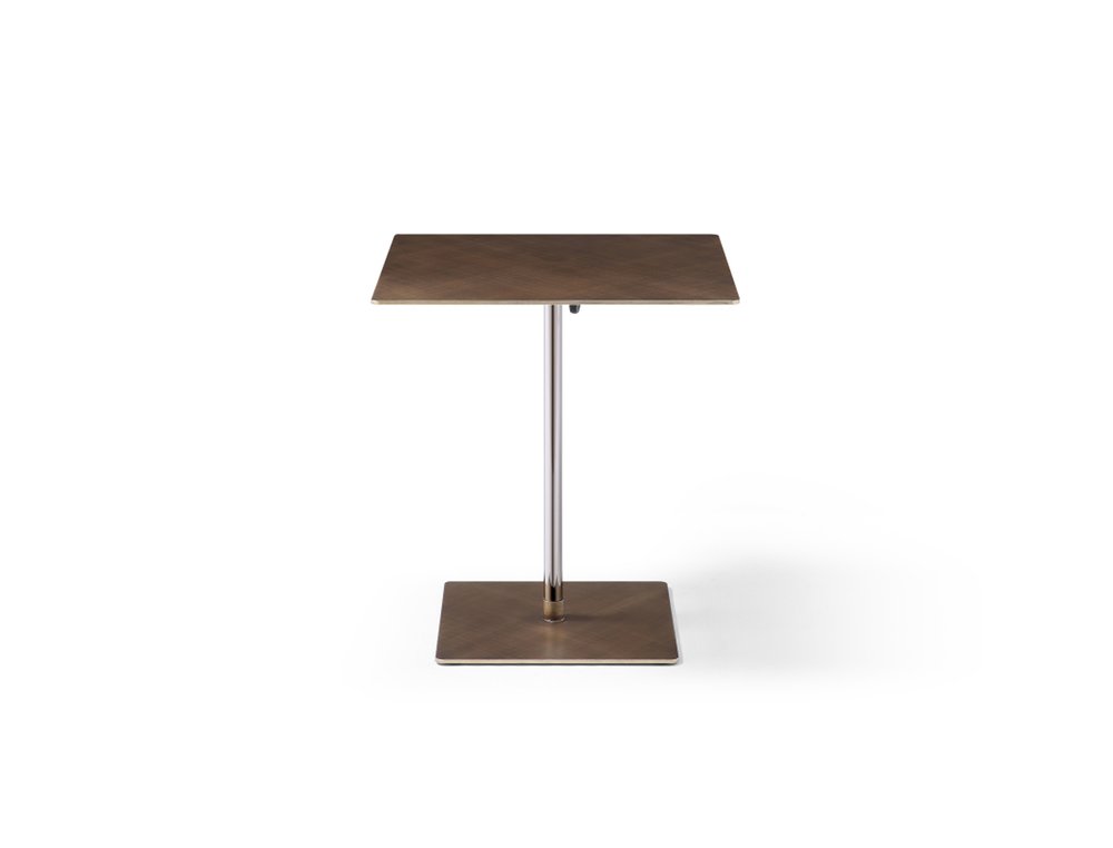 Bronze And Silver Steel Height Adjustable Square Pedestal End Table — view 3