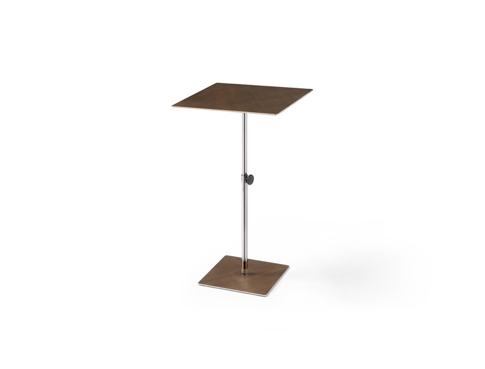 Bronze And Silver Steel Height Adjustable Square Pedestal End Table HomeRoots