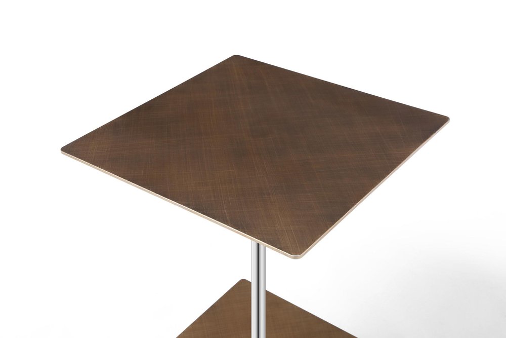 Bronze And Silver Steel Height Adjustable Square Pedestal End Table — view 5