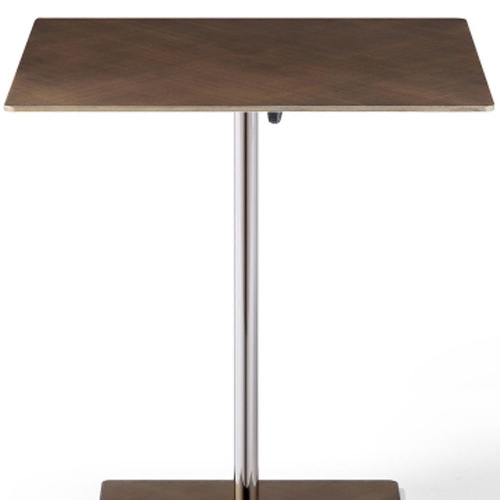 Bronze And Silver Steel Height Adjustable Square Pedestal End Table — view 7