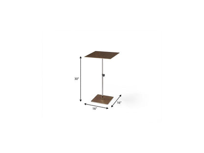 Bronze And Silver Steel Height Adjustable Square Pedestal End Table HomeRoots