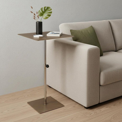 Bronze And Silver Steel Height Adjustable Square Pedestal End Table HomeRoots
