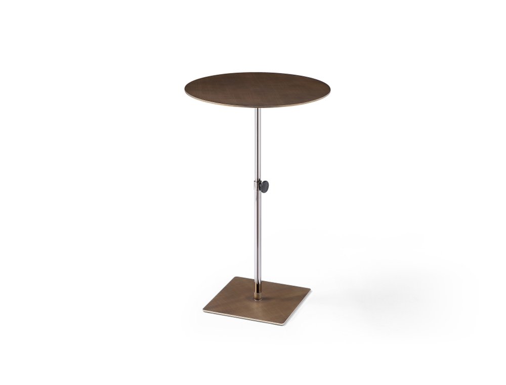 Bronze And Silver Steel Height Adjustable Round Pedestal End Table — view 2