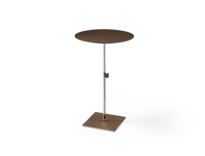 Bronze And Silver Steel Height Adjustable Round Pedestal End Table HomeRoots