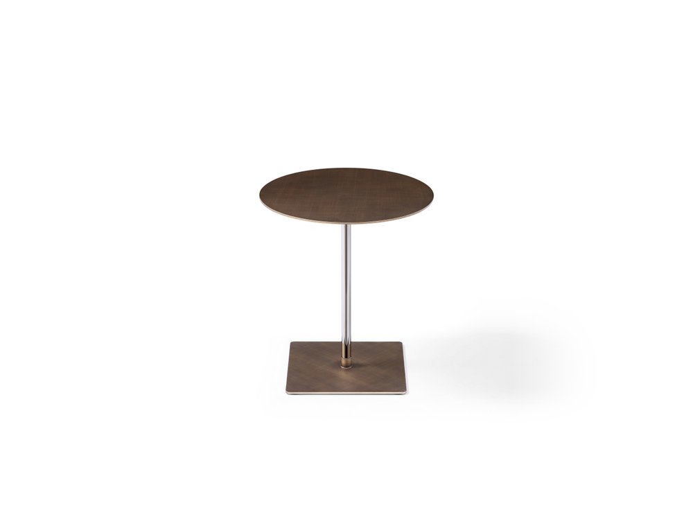 Bronze And Silver Steel Height Adjustable Round Pedestal End Table — view 3