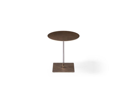 Bronze And Silver Steel Height Adjustable Round Pedestal End Table HomeRoots