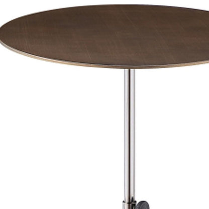 Bronze And Silver Steel Height Adjustable Round Pedestal End Table HomeRoots