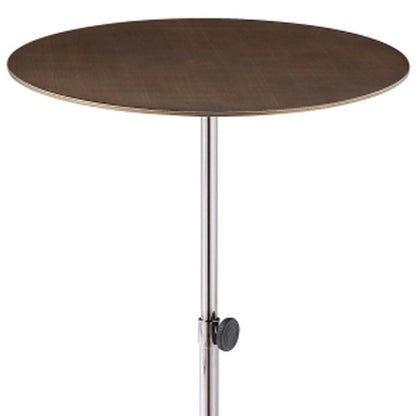 Bronze And Silver Steel Height Adjustable Round Pedestal End Table HomeRoots