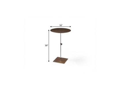 Bronze And Silver Steel Height Adjustable Round Pedestal End Table HomeRoots