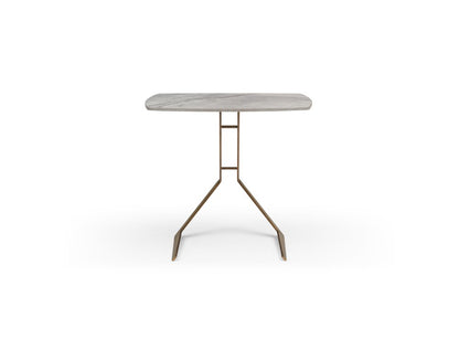 24" White And Bronze Ceramic Faux Marble and Steel End Table HomeRoots