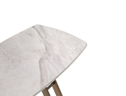 24" White And Bronze Ceramic Faux Marble and Steel End Table HomeRoots