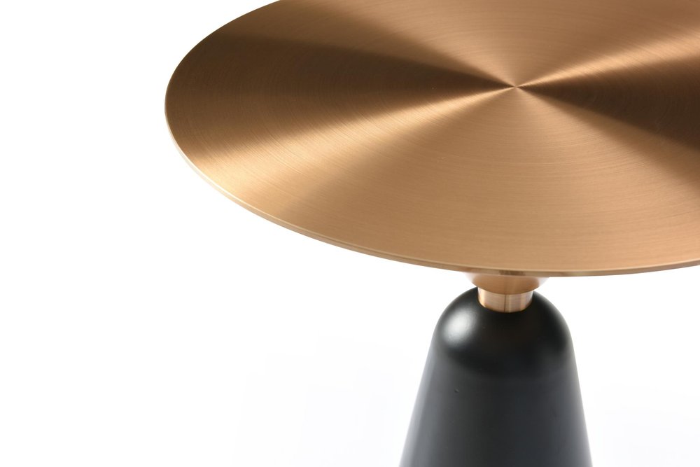 24" Rose Gold and Black Stainless Steel and Steel Round Pedestal End Table — view 3