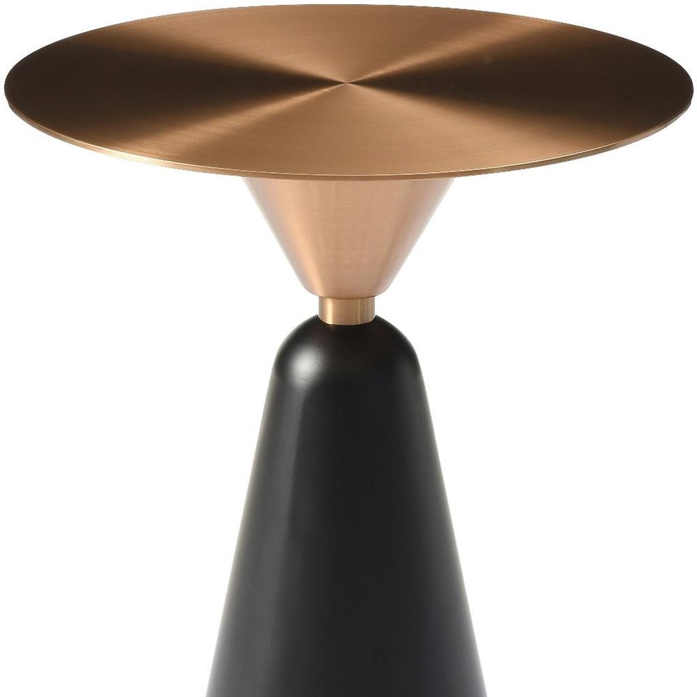 24" Rose Gold and Black Stainless Steel and Steel Round Pedestal End Table HomeRoots
