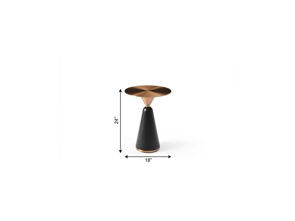 24" Rose Gold and Black Stainless Steel and Steel Round Pedestal End Table — view 6