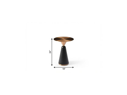 24" Rose Gold and Black Stainless Steel and Steel Round Pedestal End Table HomeRoots