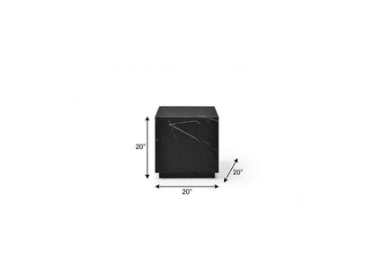20" Black Marble Square Block End Table HomeRoots