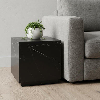 20" Black Marble Square Block End Table HomeRoots