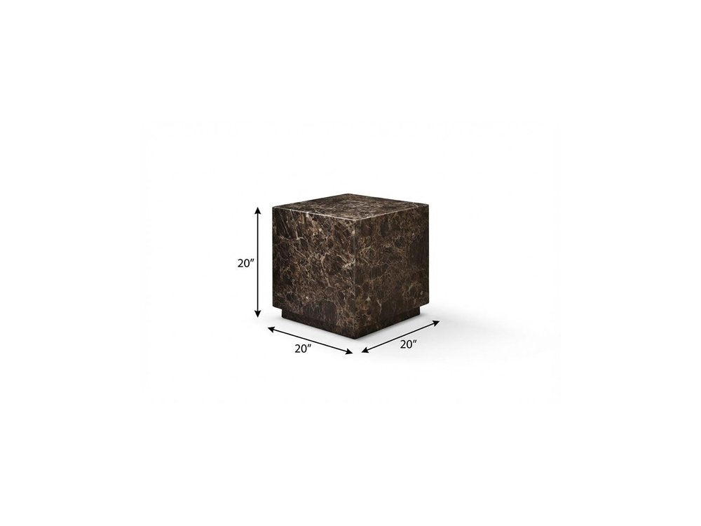 20" Black Marble Square Block End Table — view 9