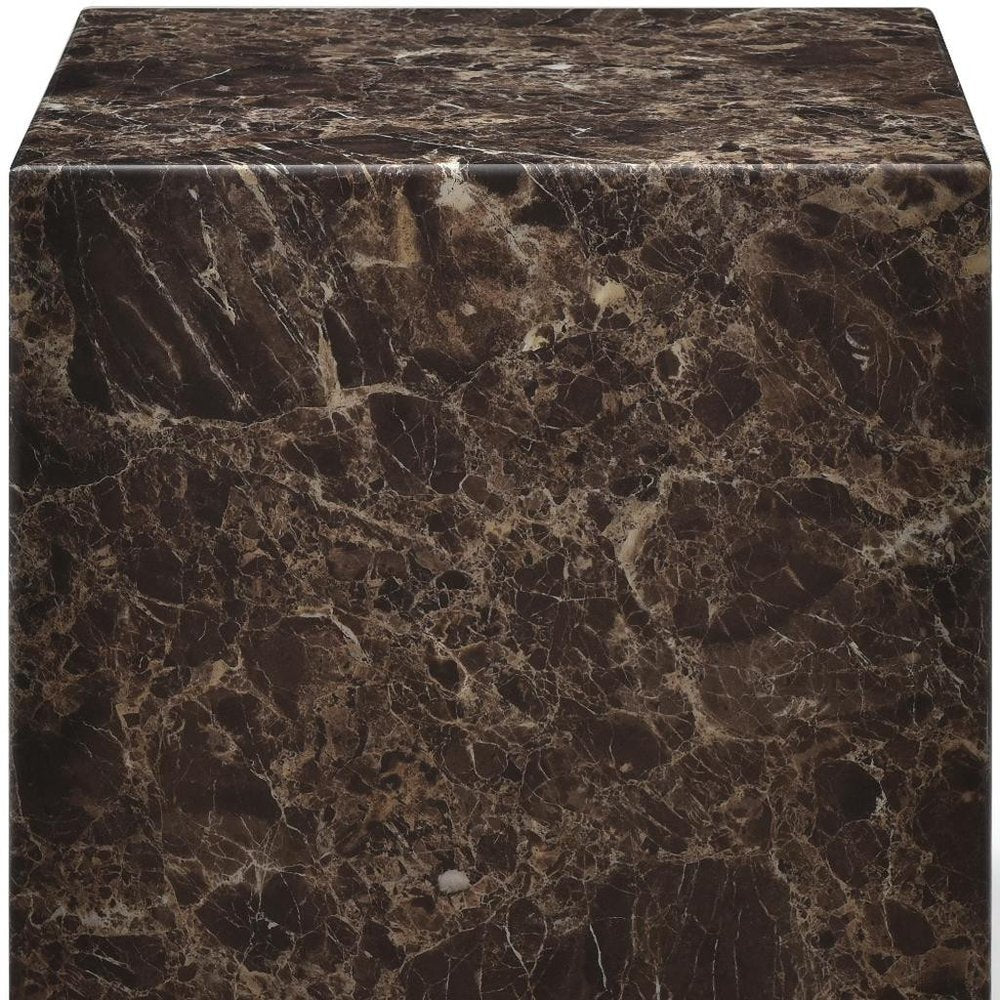 20" Black Marble Square Block End Table HomeRoots