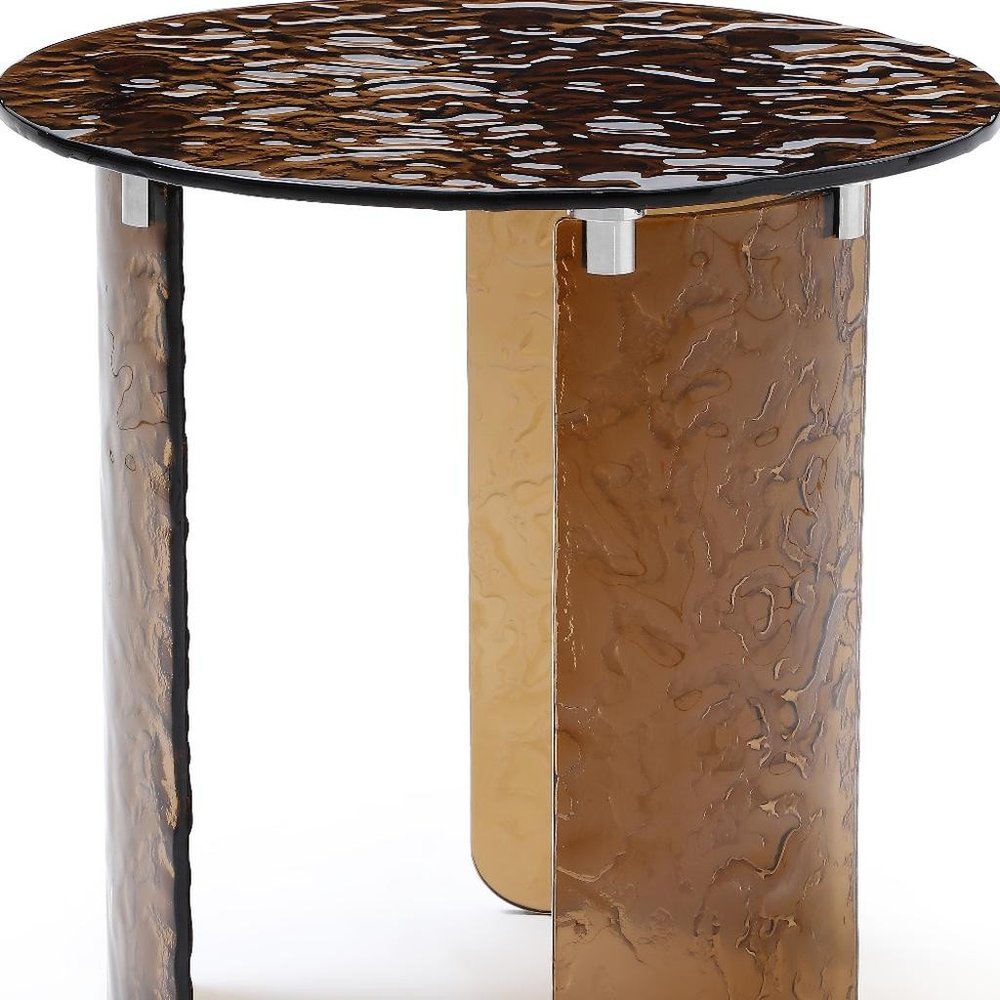 20" Bronze Glass Round End Table HomeRoots
