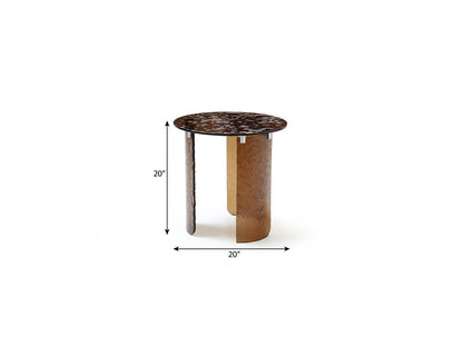 20" Bronze Glass Round End Table HomeRoots