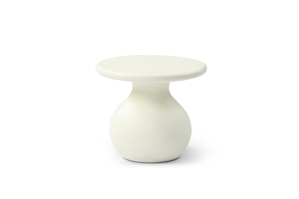 20" Beige Fiber Glass Round Curvaceous Pedestal End Table HomeRoots
