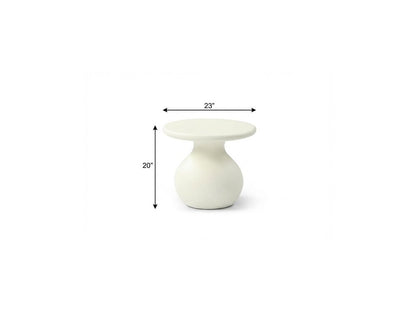 20" Beige Fiber Glass Round Curvaceous Pedestal End Table HomeRoots