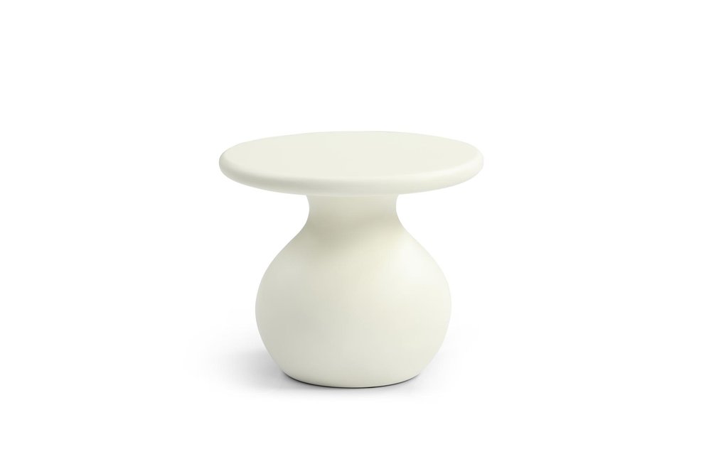 20" Beige Fiber Glass Round Curvaceous Pedestal End Table HomeRoots