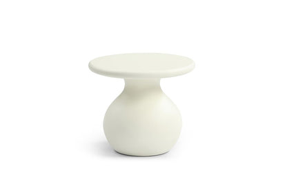20" Beige Fiber Glass Round Curvaceous Pedestal End Table HomeRoots
