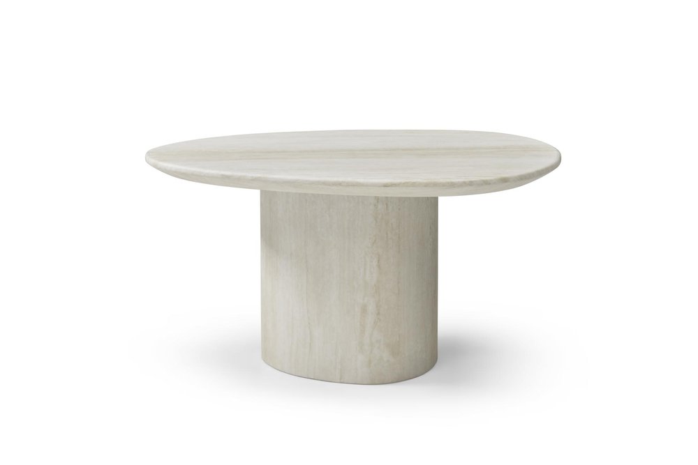 17" Beige Marble Oval Pedestal End Table — view 2