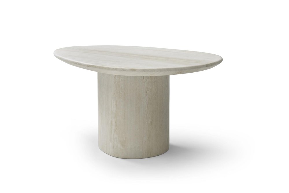 17" Beige Marble Oval Pedestal End Table HomeRoots