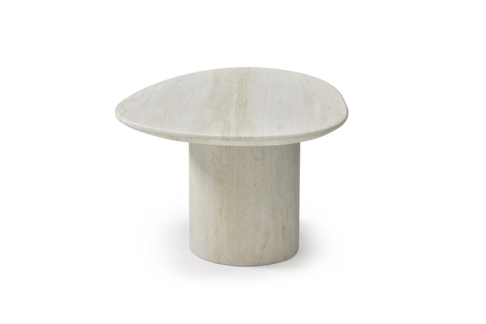 17" Beige Marble Oval Pedestal End Table — view 3