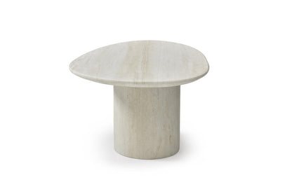 17" Beige Marble Oval Pedestal End Table HomeRoots