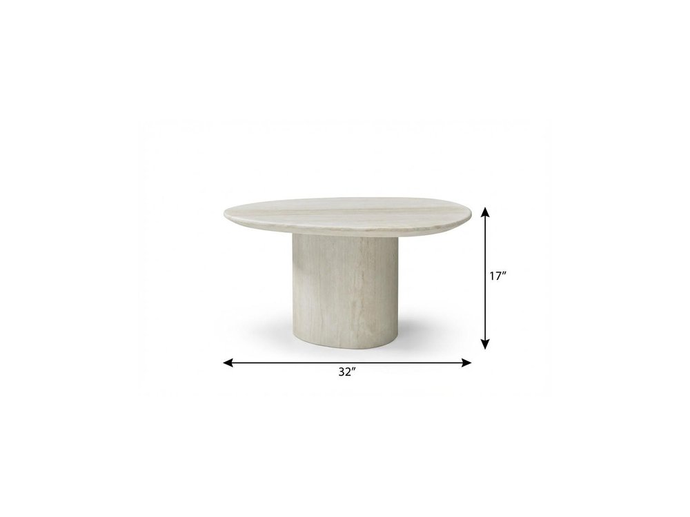 17" Beige Marble Oval Pedestal End Table — view 6