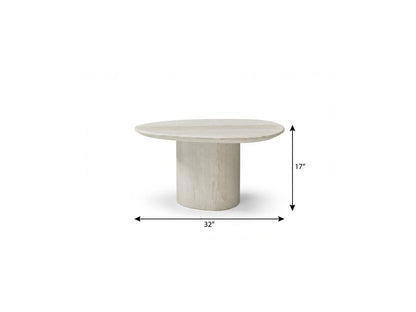 17" Beige Marble Oval Pedestal End Table HomeRoots